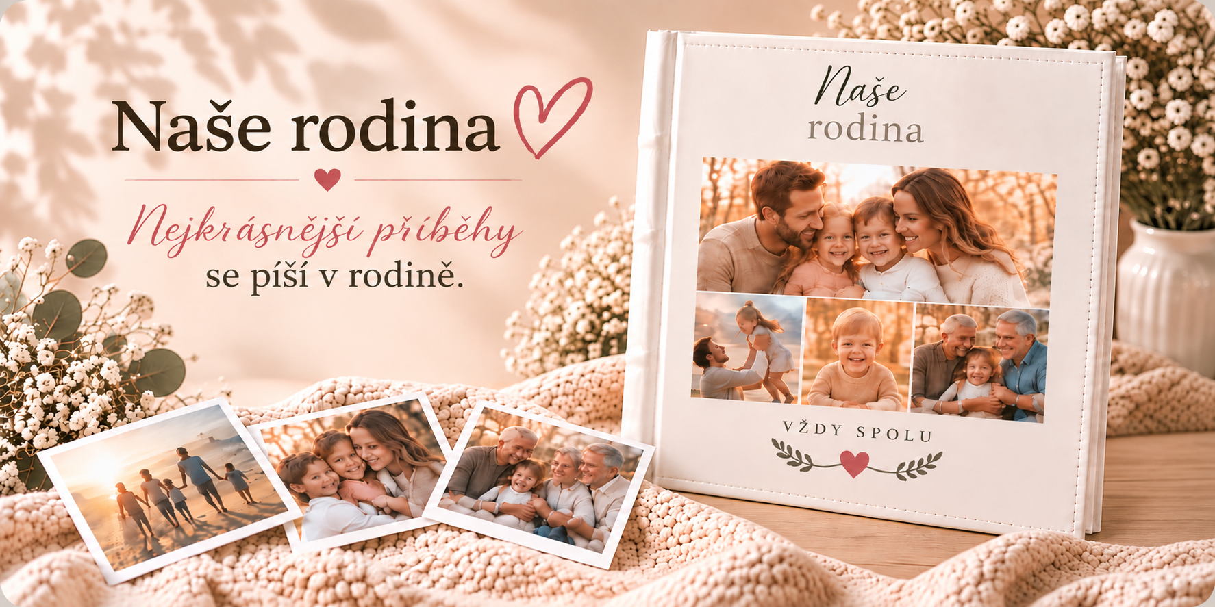 Personalizované rodinné fotoalbum Naše rodina s vlastní fotografií a textem